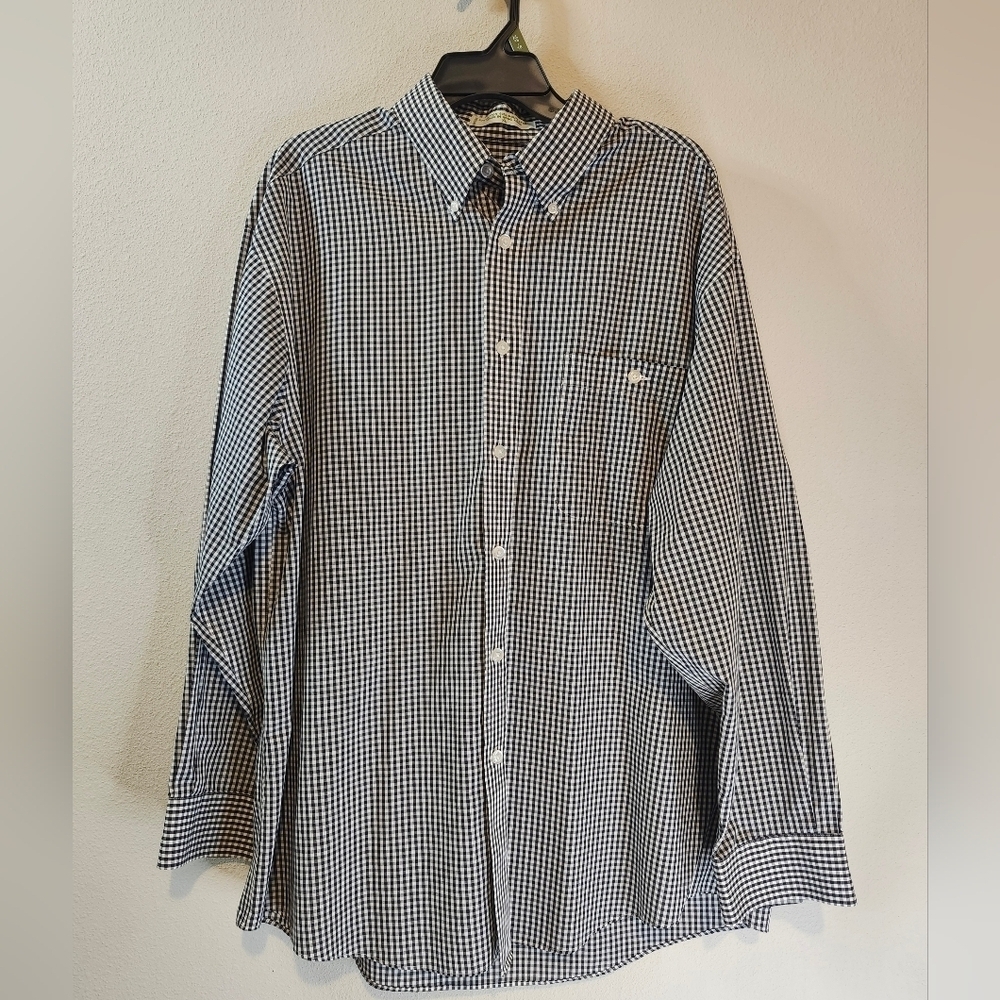 Orvis Men's Black And White Micro Plaid Button Down Casual Shirt Size XL NWOT